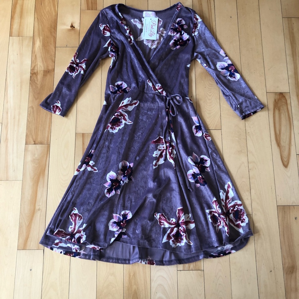 Pink Lily velvet floral dress